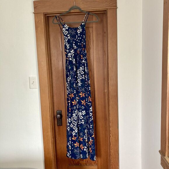 Whistles Bluebell 100% Silk Buena Strap Maxi Dress Blue Floral Print Size 6 - Picture 5 of 8
